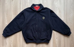 Vintage 90s Lacoste Club Navy Blue Wool Bomber Jacket - Picture 1 of 17