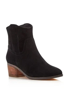 MATT BERNSON Womens Black Colt Round Toe Block Heel Slip On Leather Booties 6 M - Picture 1 of 6