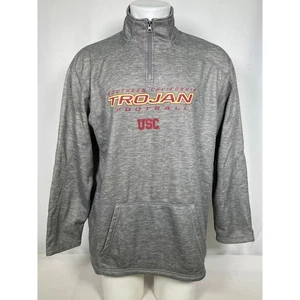 USC Trojans Football Majestic 1/4 Zip Gray Pullover Sweatshirt Men's XL - Picture 1 of 14