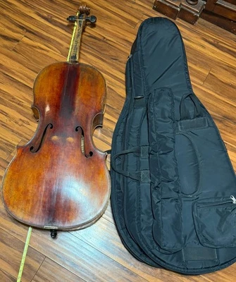 Violonchelo Vintage Tamaño Completo 4/4 Madera con Estuche Blando - Para Piezas o Reparación Antiguo Foto 1 de 4