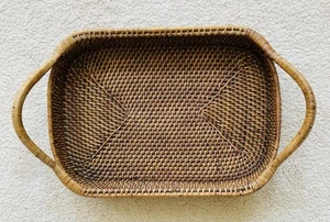 Pampered Chef Woven Selections Rectangle Wicker Serve Basket Casserole Handles - Picture 1 of 2