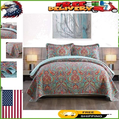 Lujoso Juego de Edredón Reversible 3 Piezas King Size con Precioso Diseño Floral Foto 1 de 4