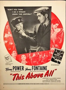 "This Above All" Movie Tyrone Power Joan Fontaine WWII Vintage Print Ad 1942 - Picture 1 of 6