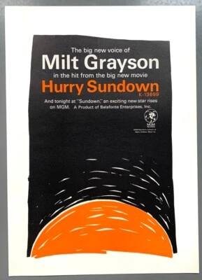 MILT GRAYSON 1967 original POSTER ADVERT HURRY SUNDOWN - Image 1 of 3