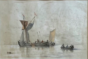 Andrej Tron 1960 St. Petersburg „Schiffe auf ruhiger See“, Aquarell von 2004 - Bild 1 von 5