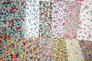 12 CUARTOS GRASOS CALICOS FLORALES - TELA 100% ALGODÓN - Imagen 1 de 6
