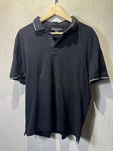 Michael Kors Polo Shirt Men's Large Short Sleeve Embroidered Logo Black White - Picture 1 of 5