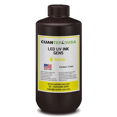 1000ml UV LED YELLOW Ink for Printers w/ Ricoh GEN5, KM1024, KM512 - MADE IN USA - Image 1 of 4