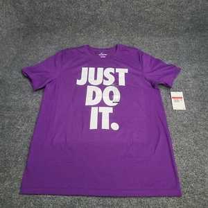 Nike Shirt Mens Large Purple White Just Do It Sportswear Cotton New Tee 67 - Picture 1 of 11