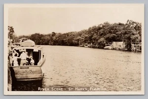 Flussszene St Marks Florida, Boote, Edna W III, 2-B-188 RPPC Foto Postkarte P17 - Bild 1 von 2