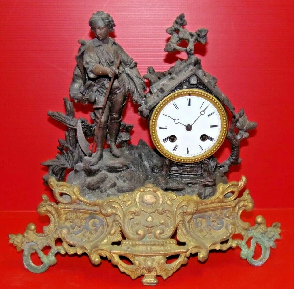 -PENDULE A POSER XIXe PAYSAN A LA FAUX REGULE MOUVEMENT MARTI FONCTIONNE GRENIER - Photo 1/1