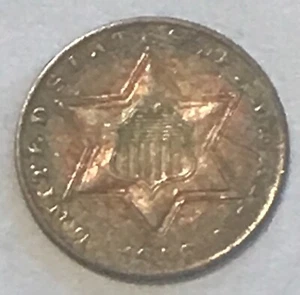 1856 Three Cent Silver ,  nice original toned AU - Picture 1 of 6
