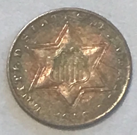 1856 Three Cent Silver ,  nice original toned AU Cover