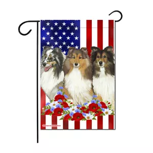 Bandera de jardín patriótico Shetland Sheepdog doble cara 12" x 18" - Imagen 1 de 1
