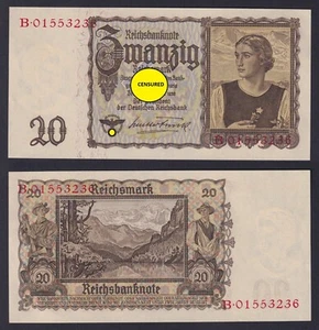 Banconota Germania 20 reichsmark 1939 P.-185 FDS/UNC - Imagen 1 de 1