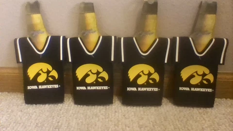 Iowa Hawkeyes NCAA Lot of 4 Bottle Koozies Coozies New with Tags Free Shipping Cover