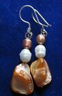 MOTHER OF PEARL and PEARL EARRINGS in 925 sterling SILVER