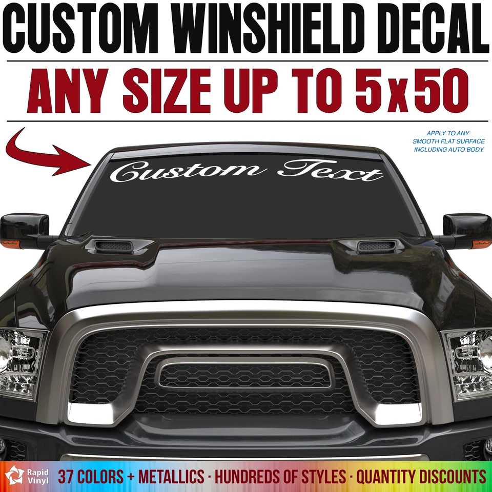 Custom Vinyl Text Lettering Decal Windshield Banner Truck Car Glass Window Body - Image 1 of 4