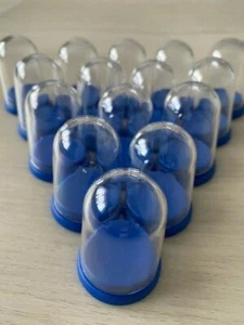 LOTE DE TRABAJO AL POR MAYOR 100 CAJAS DE DEDALES PEQUEÑOS TRANSPARENTES, BASES AZULES RECUERDO ESPÉCIMEN  - Imagen 1 de 9