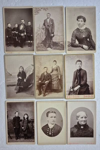 Antique Lot of 9 Cabinet Card Photos by J. SWART Photographer, Broad St, Nevada - Picture 1 of 6