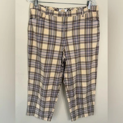 Bermudas Talbots Petite elásticas a cuadros amarillo azul y gris bolsillos talla 14 Foto 1 de 4