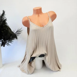 Blusa plisada mujer Italy beige tirantes Top túnica elegante talla 42 44 46 48 50 - Imagen 1 de 8