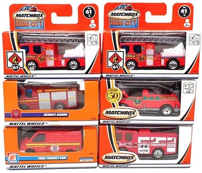 Matchbox Diecast SET6001 - Set Of 6 Fire Engine Vehicles Dennis Ford - Image 1 of 4