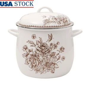 Olla de acero esmaltado 12 cuartos de galón vintage floral cocina esencial duradera nueva - Imagen 1 de 9