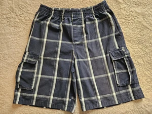 Shaka Wear Men's Blue White Plaid Shorts, Elastic Waist w/Drawstring, XL - Picture 1 of 6
