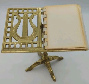 Vintage Small Brass Footed Music/ Photo Stand Recipe Holder Andrea Japan - Picture 1 of 11