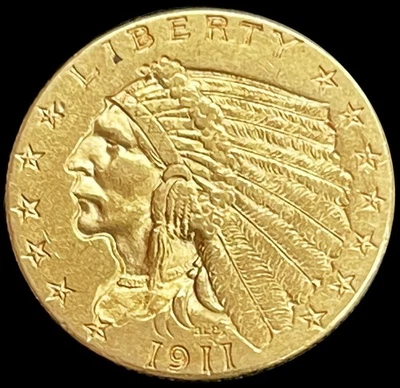 1911 GOLD US $2.5 DOLLAR INDIAN HEAD QUARTER EAGLE COIN - Image 1 of 2