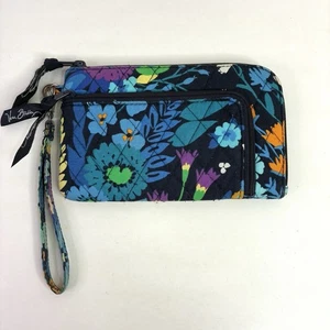 Cartera acolchada Vera Bradley con cremallera alrededor azul medianoche 2 bolsillos floral - Imagen 1 de 8