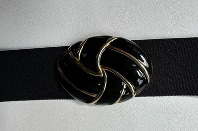 Vintage DAY-LOR Black Wide Stretch Elastic Belt With Gold Tone Buckle - Image 1 of 4