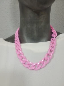 biba Modeschmuck Kette Halskette Accessoires neu rosa Gliederkette Karabiner - Bild 1 von 4