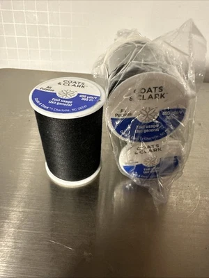 (3 Pack) Coats and Clark Black  All Purpose Thread 400 yard spool - Image 1 of 4