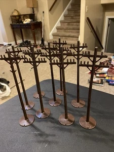 (Set of 9) Vintage 7" Marx Telephone Poles - Dark Brown - Picture 1 of 4