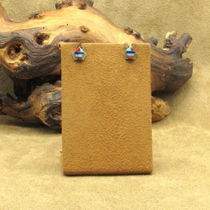 Vintage Geometric Sterling Silver Southwestern Inlay Stud Earrings - Picture 1 of 5