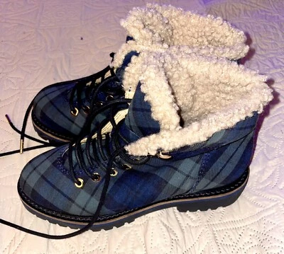 Botas de mujer TALBOTS talla 6 TARTÁN CUADROS 100 % algodón plantilla de espuma viscoelástica precio de venta sugerido por el fabricante 199 USD Foto 1 de 4