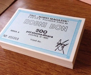 CROATIA  500 Dinara 1987  UNC ~ TRO ROBNI MAGAZIN - ZAGREB ~ local note 100 PCS - Picture 1 of 3