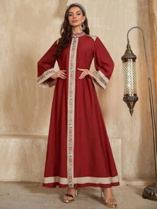 Modest Abaya Kaftan Muslim Women Maxi Dress Islamic Dubai Arab Evening Robe Gown - Picture 1 of 11