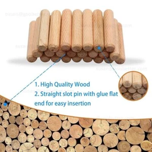 Hardwood Dowels 6 8mm 10mm 12mm Furniture Wooden Beechwood Chamfered Fluted Wood - Picture 1 of 48