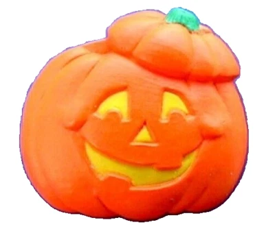 Hallmark PIN Halloween Vintage PUMPKIN with HAT LID JOL Yellow 1990s Brooch - Image 1 of 2