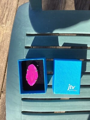 COLECCIÓN ARTESANAL DE ANILLO BRASIL REBANADA ÁGATA ROSA ORO AMARILLO 18K SOBRE LATÓN Foto 1 de 4