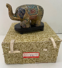 Vintage Chinese Cloisonné Elephant Decor Nice Design Used 4"x3" W/ Stand