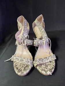 Pour La Victoire Brown and Cream Snakeskin Sandals 6.5 - Picture 1 of 12