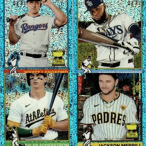 2025 Topps Heritage Chrome Blue Sparkle Base & SP 1-500 You Pick Complete Ur Set - Picture 1 of 35