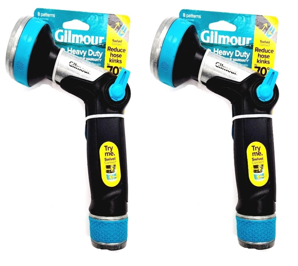 2 PACK Gilmour Heavy Duty Garden Water Hose Spray Nozzle 8-Pattern Thumb Control - Image 1 of 1