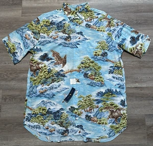 Polo Ralph Lauren Herren XLT asiatische Szene Landschaft Adler Hawaiihemd HOCH - Bild 1 von 13