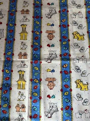 25-04-05 Sue Dreamer Animal Stripe Fabric-57 x 20" Remnant-Cute for Kids!! - Image 1 of 2
