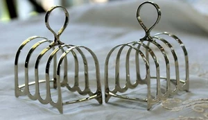 VINTAGE 1938 PAIR SHEFFIELD STERLING SILVER TOAST RACKS by COOPER BROS. & SONS - Picture 1 of 11